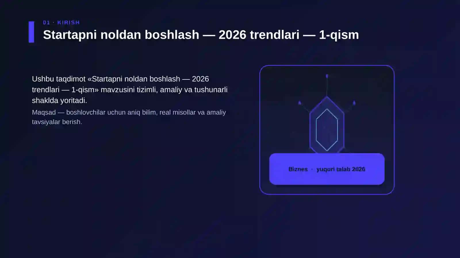 Startapni noldan boshlash — 2026 trendlari — 1-qism 3
