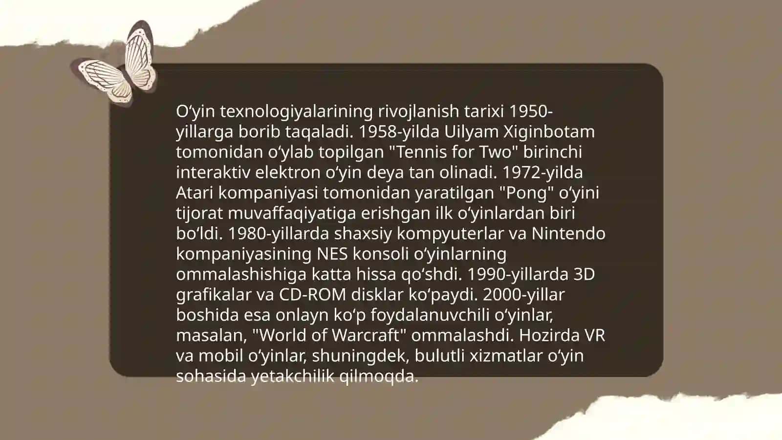 Oʻyin texnalogiylari va ularning oʻziga xosliklari 3