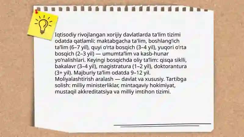 Iqtisodiy rivojlangan xorijiy davlatlarda ta'lim tizimi 3