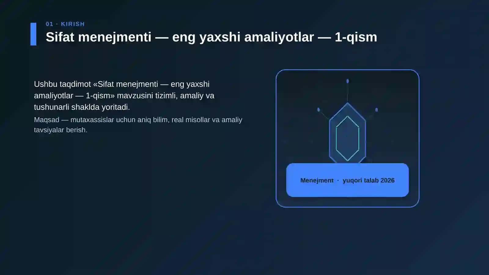 Sifat menejmenti — eng yaxshi amaliyotlar — 1-qism 3