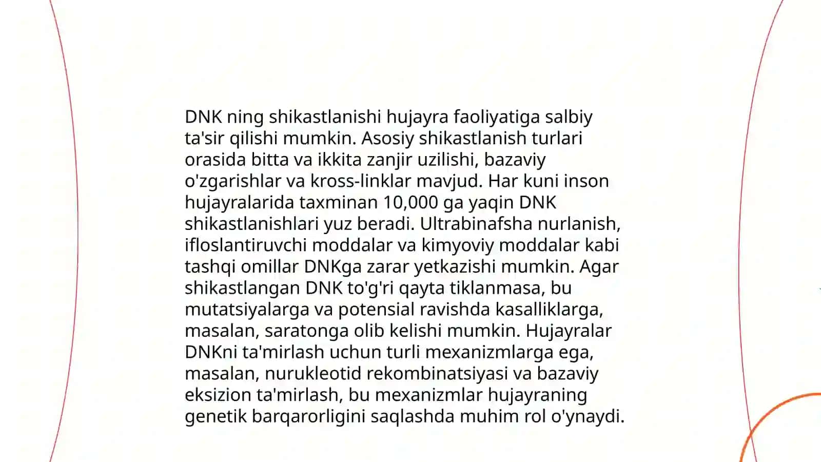 DNKning shikastlanishi va reperatsiyasi. DNK kometa tahlili 3