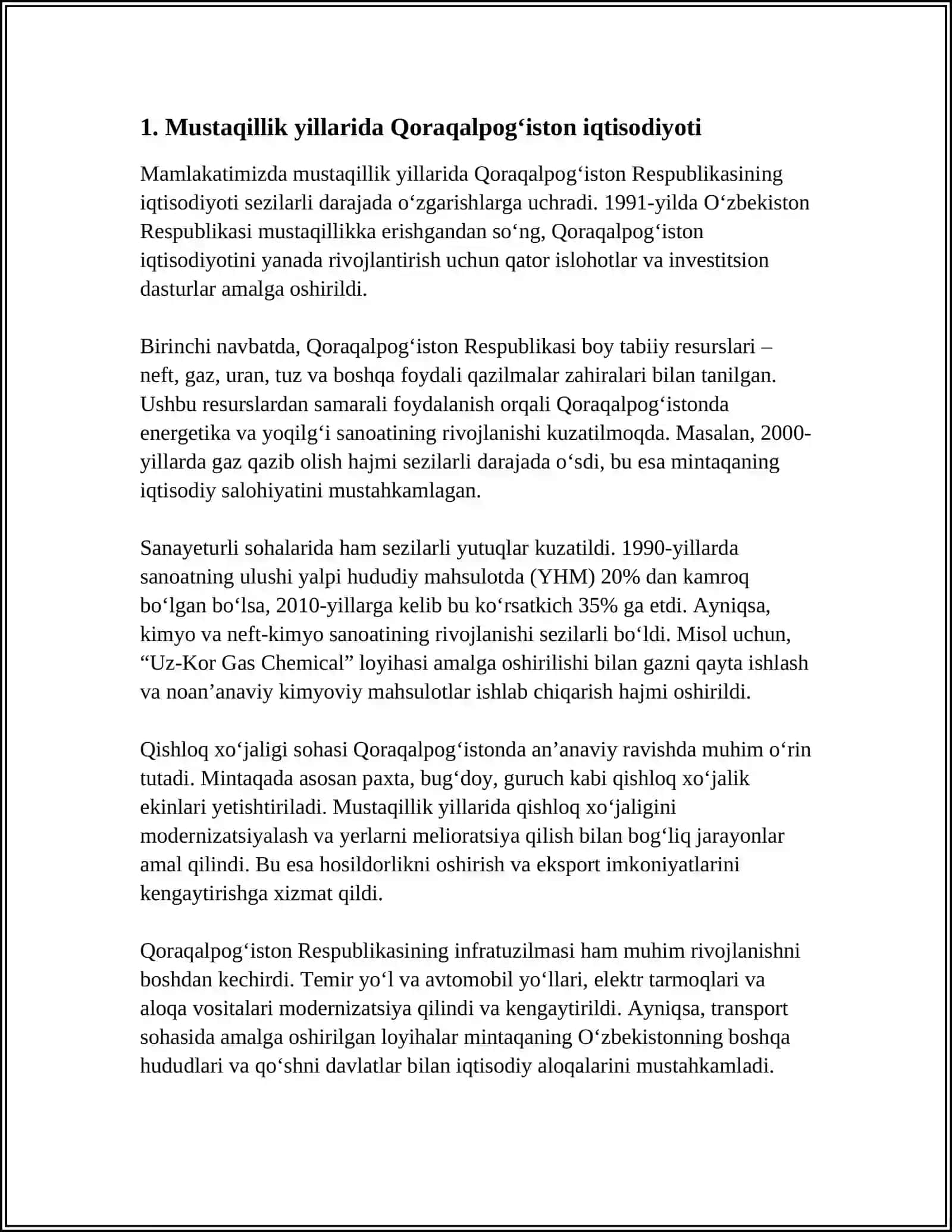 MUSTAQILLIK YILLARIDA QORAQALPOG‘ISTON RESPUBLIKASI 3