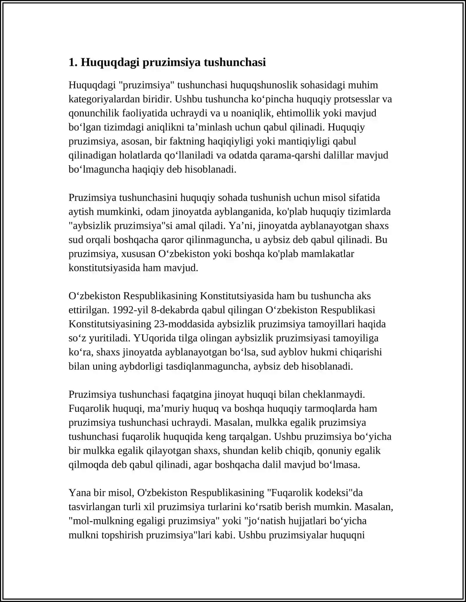 HUQUQDAGI PRUZIMSIYALAR VA ULARNING OʻZIGA XOS XUSUSIYATLARI 3