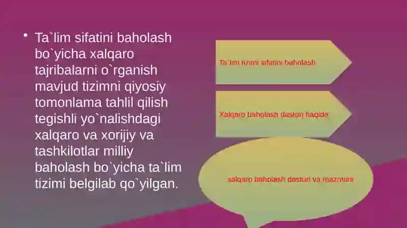 Meyliyeva Gulbahorning Xalqaro baholash fanidan tayyorlagan taqdimoti 3