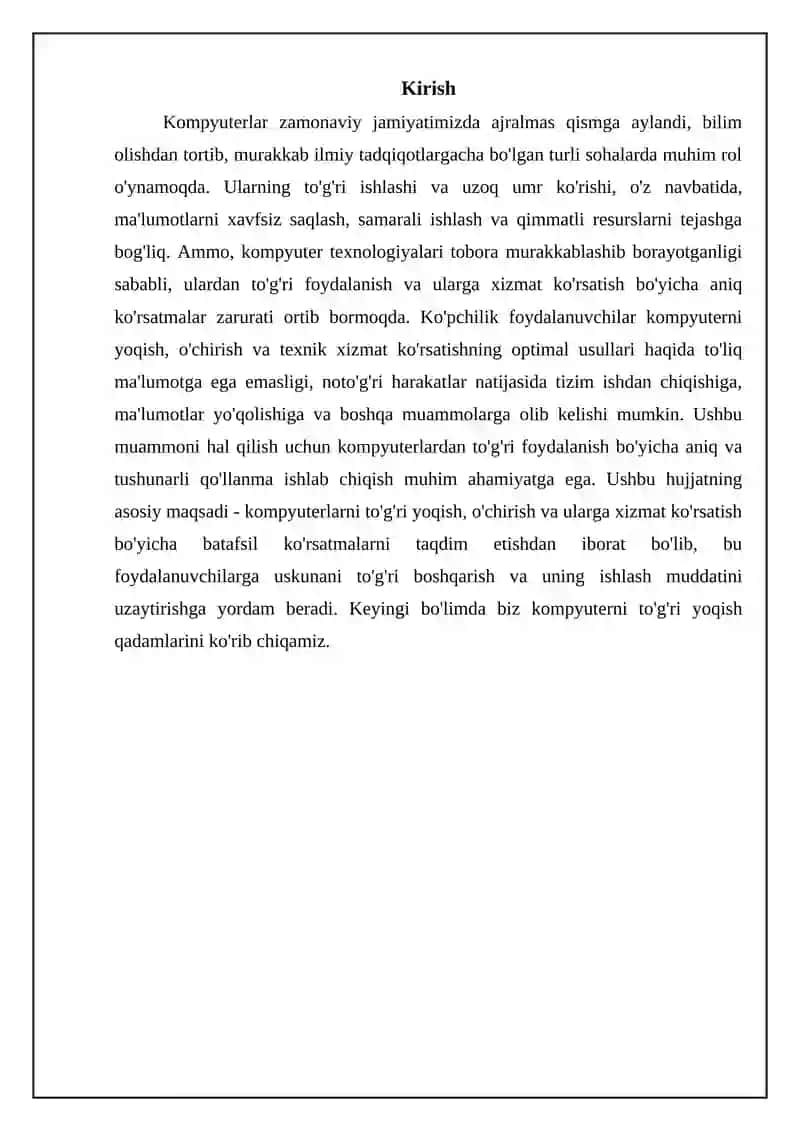 Kompyuterni to'g'ri yoqish, o'chirish va texnik xizmat ko'rsatish qoidalari 3