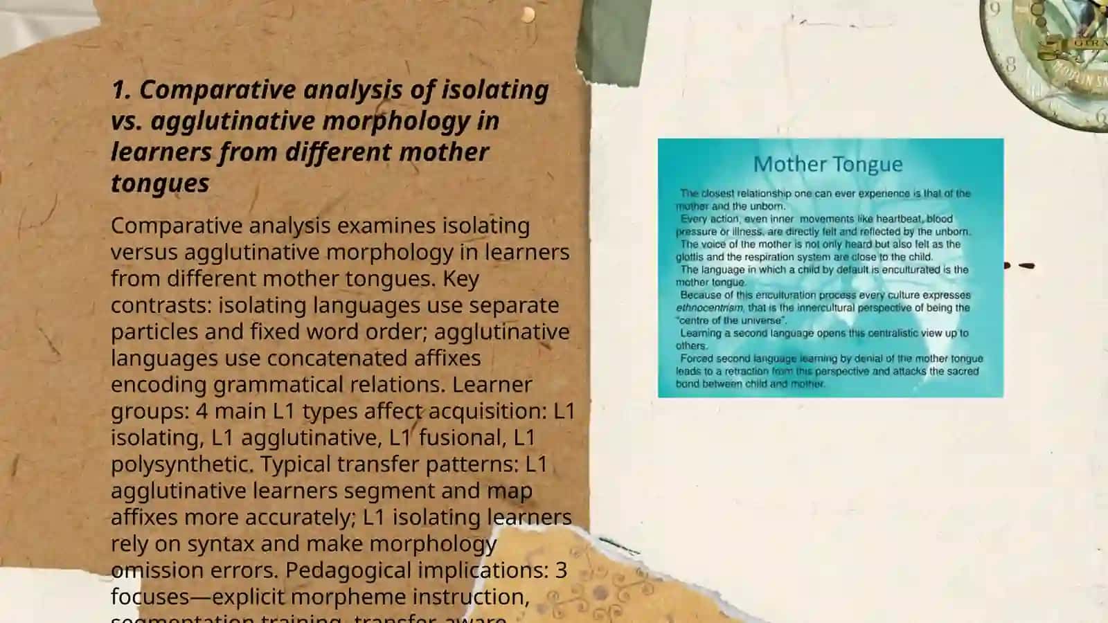 Morphological typology of foriegn languages and mother tongue 3