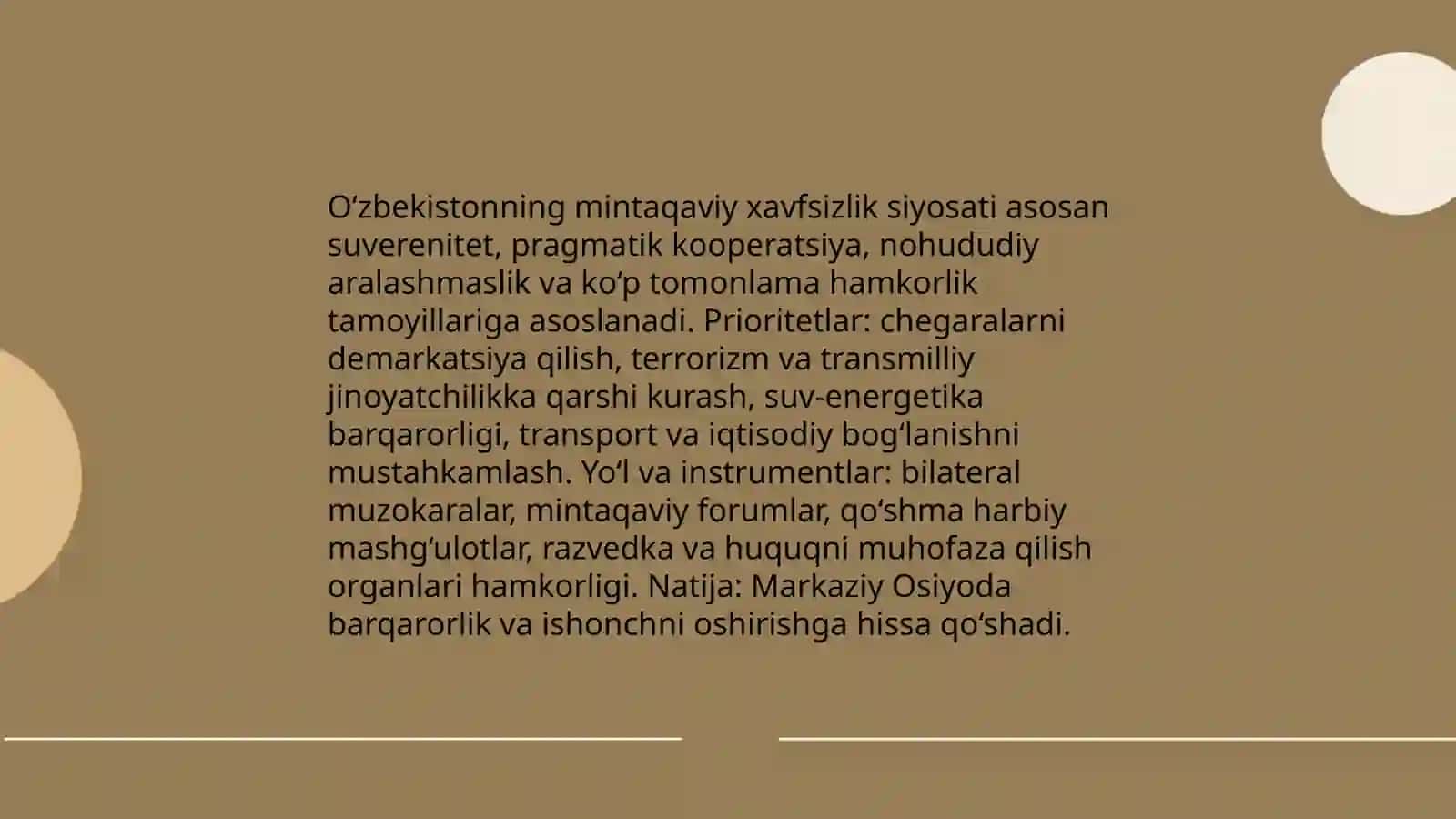 O‘zbekistonning Markaziy Osiyoda tinchlik va barqarorlikni ta’minlashdagi o‘rni 3