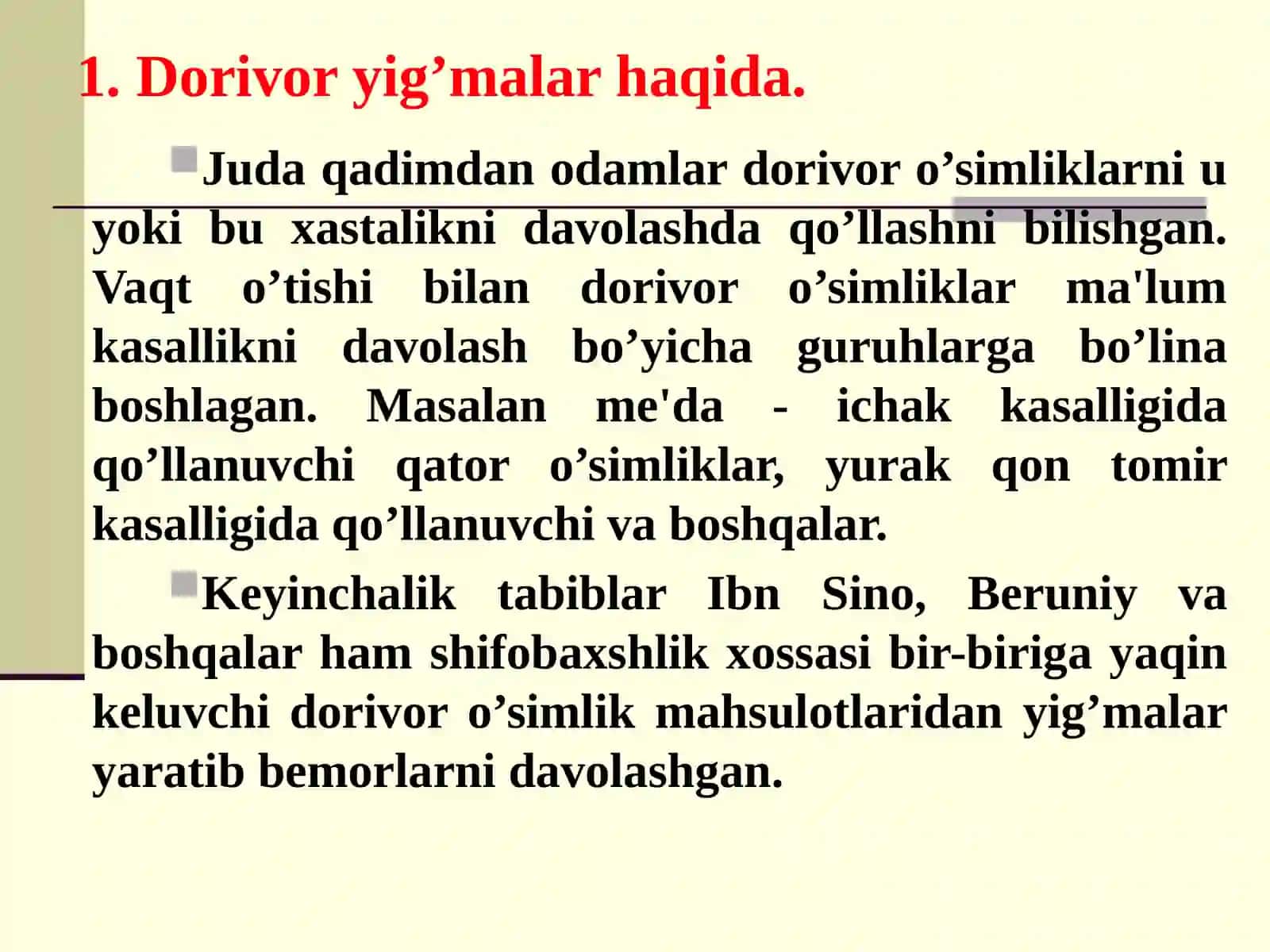 Xalq tabobatida dorivor o’simliklardan yigma va dori shakllarini tayyorlash 3