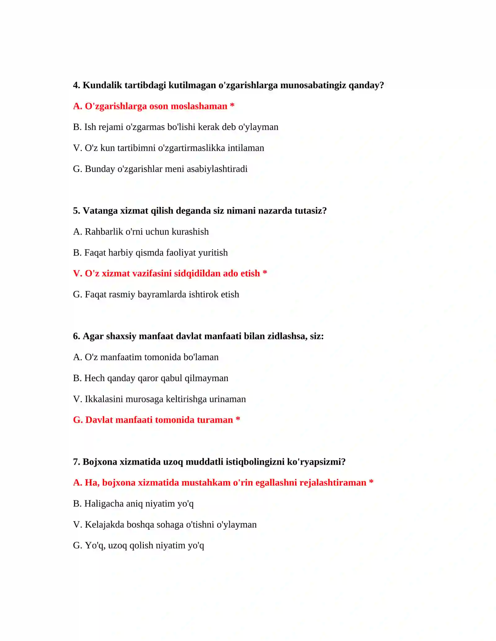 Bojxona imtihoni mantiqiy testlari 3