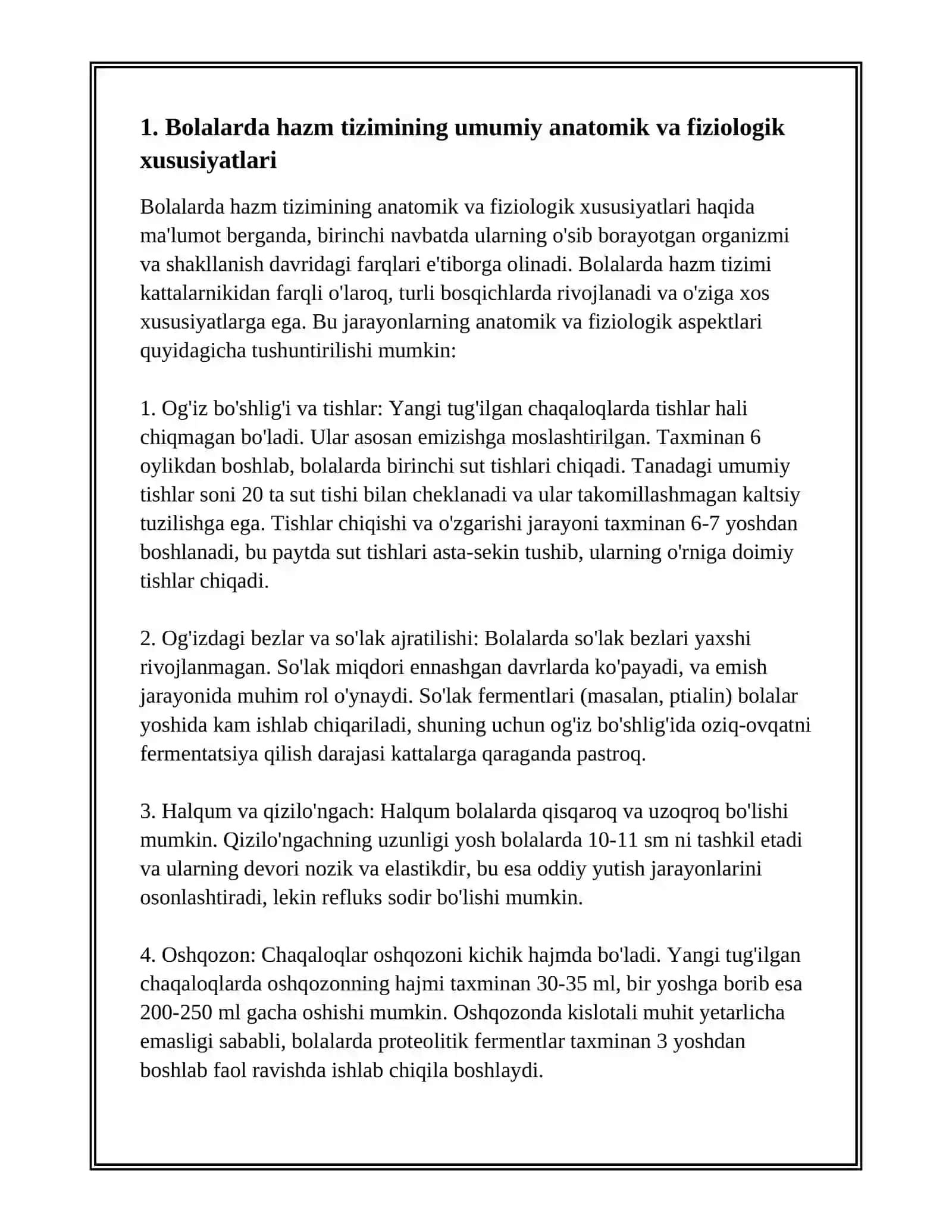 BOLALARDA HAZM TIZIMINING ANATOMIK-FIZIOLOGIK XUSUSIYATLARI 3