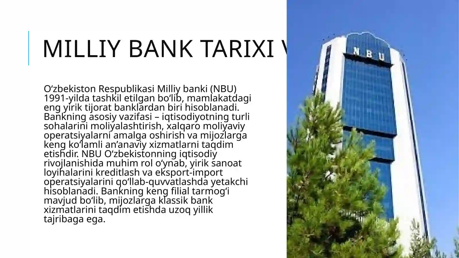 NBU va TBC banklarning taqqoslanishi raqamli bank bilan an'anaviy bank tizimi bo'yicha 3