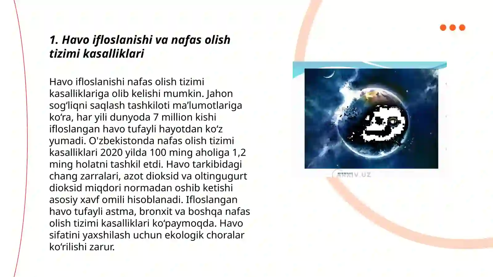 Atrof muhit ifloslanishining inson salomatligiga ta’siri 3