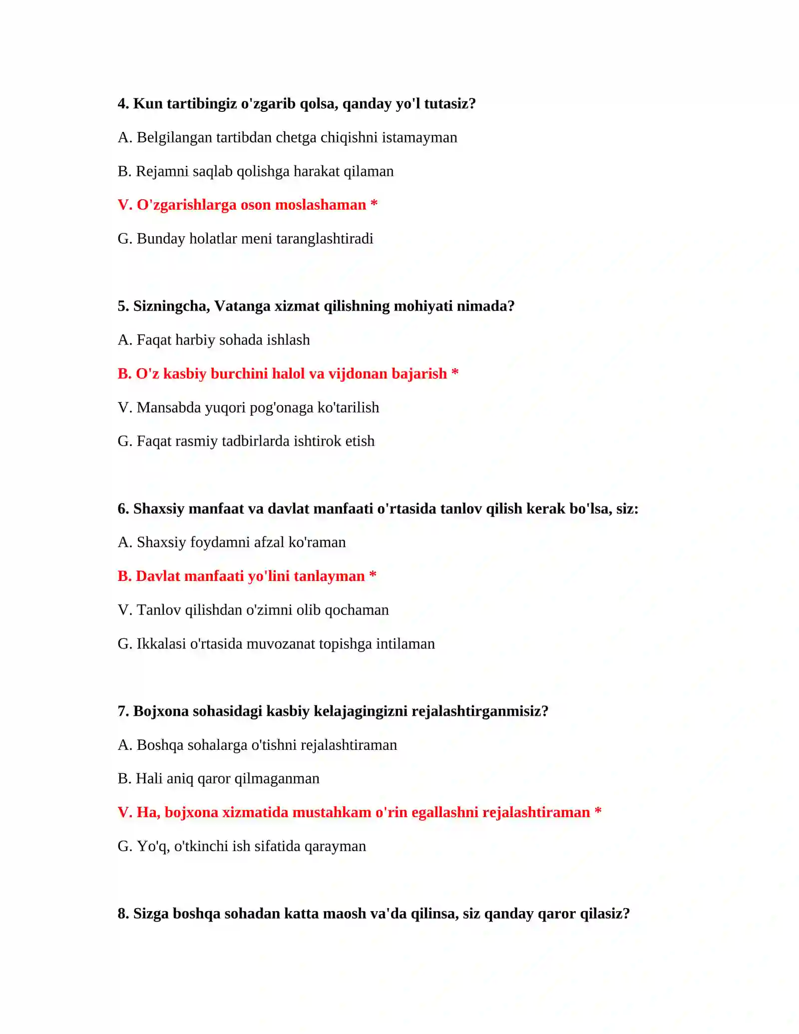 Bojxona psixologik testlari 3