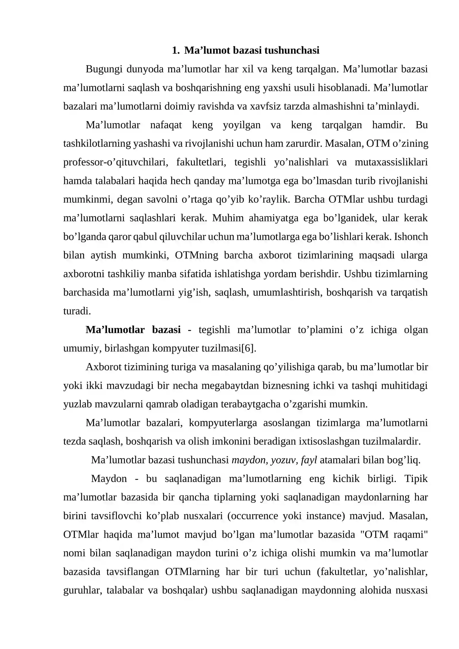 “Televideniya ma’lumotlar bazasini loyihalash” 3