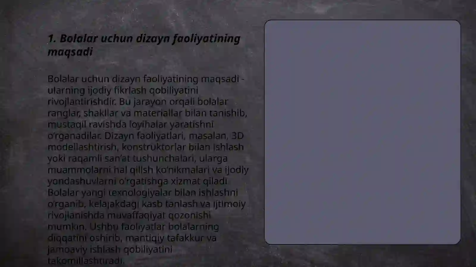 Bolalar uchun dizayn faoliyatining maqsadi 3