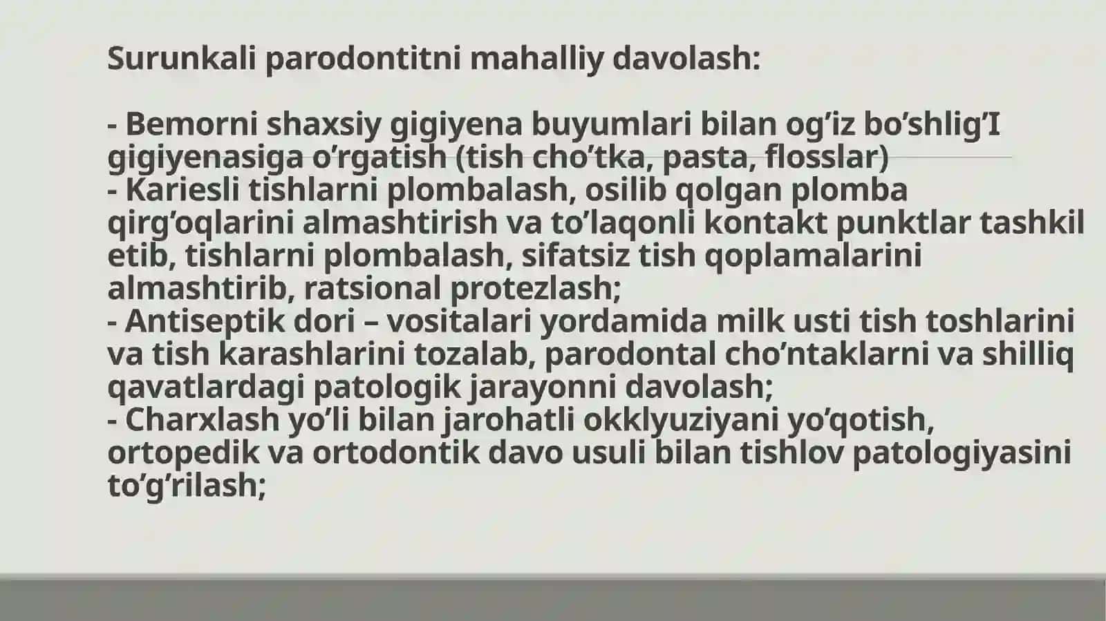 PARODONT KASALLIKLARINI MAHALLIY DAVOLASH USULLARI 3