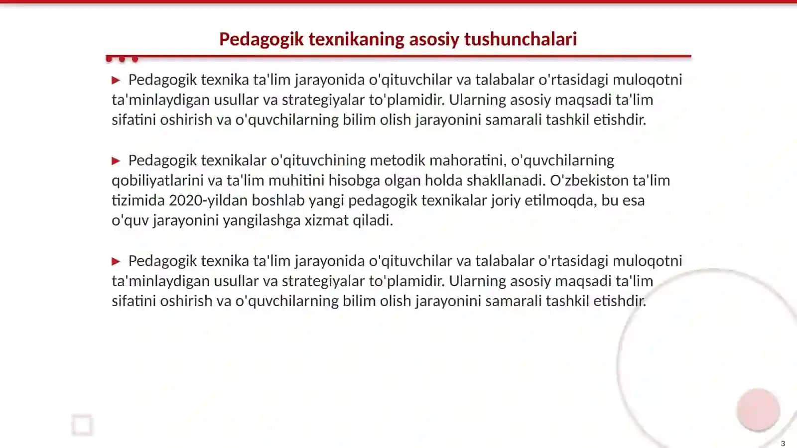 Pedagogik texnikani shakllantirish va rivojlantirish 3