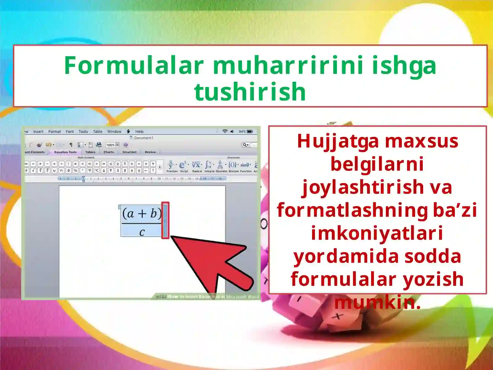 Wordda formulalar yozish 3