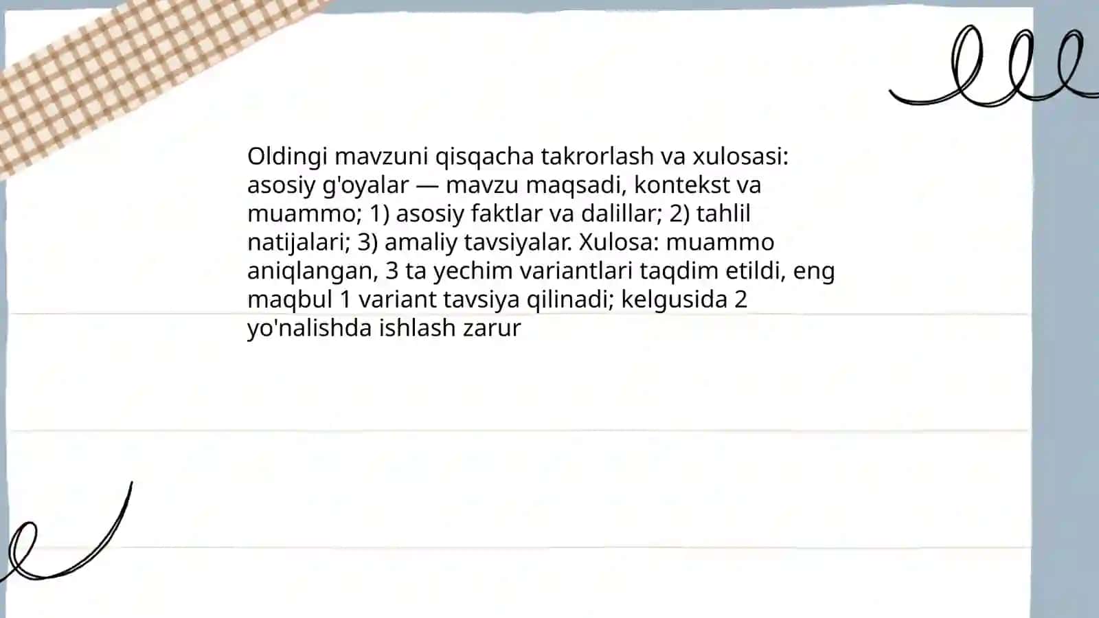 Oldingi mavzuga qilib bering 3