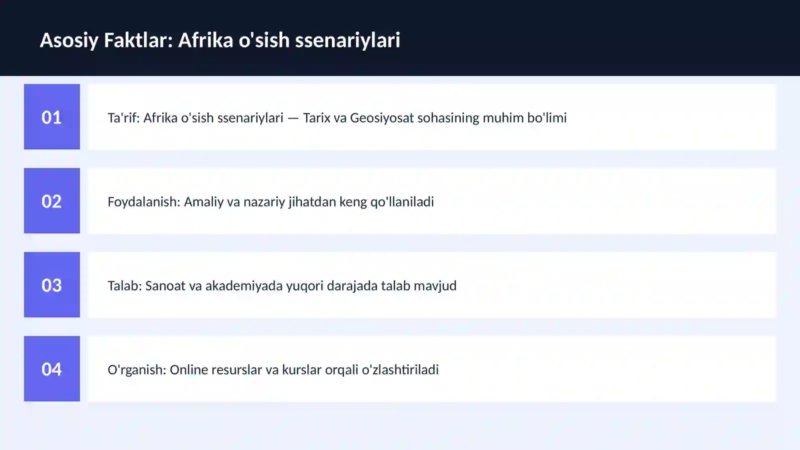 Afrika o'sish ssenariylari 3