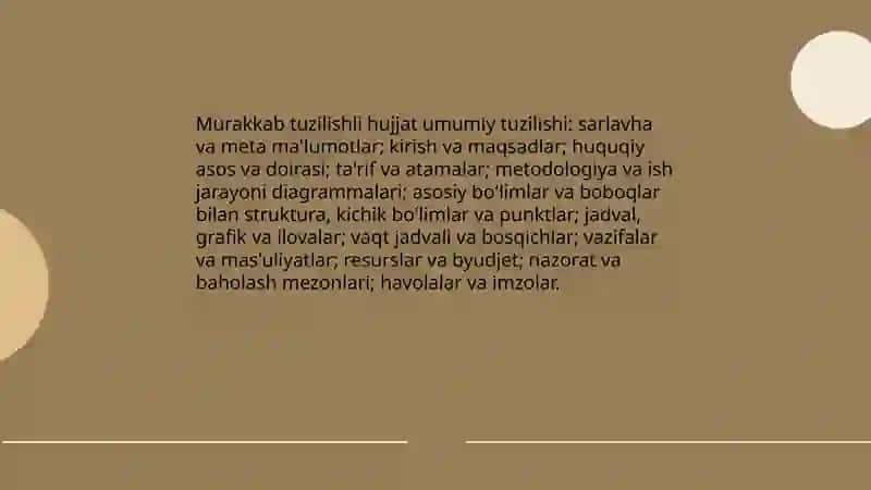 Murakkab tuzilishli hujjat(ish rejasi, raqamli hisobot tayyorlash) 3