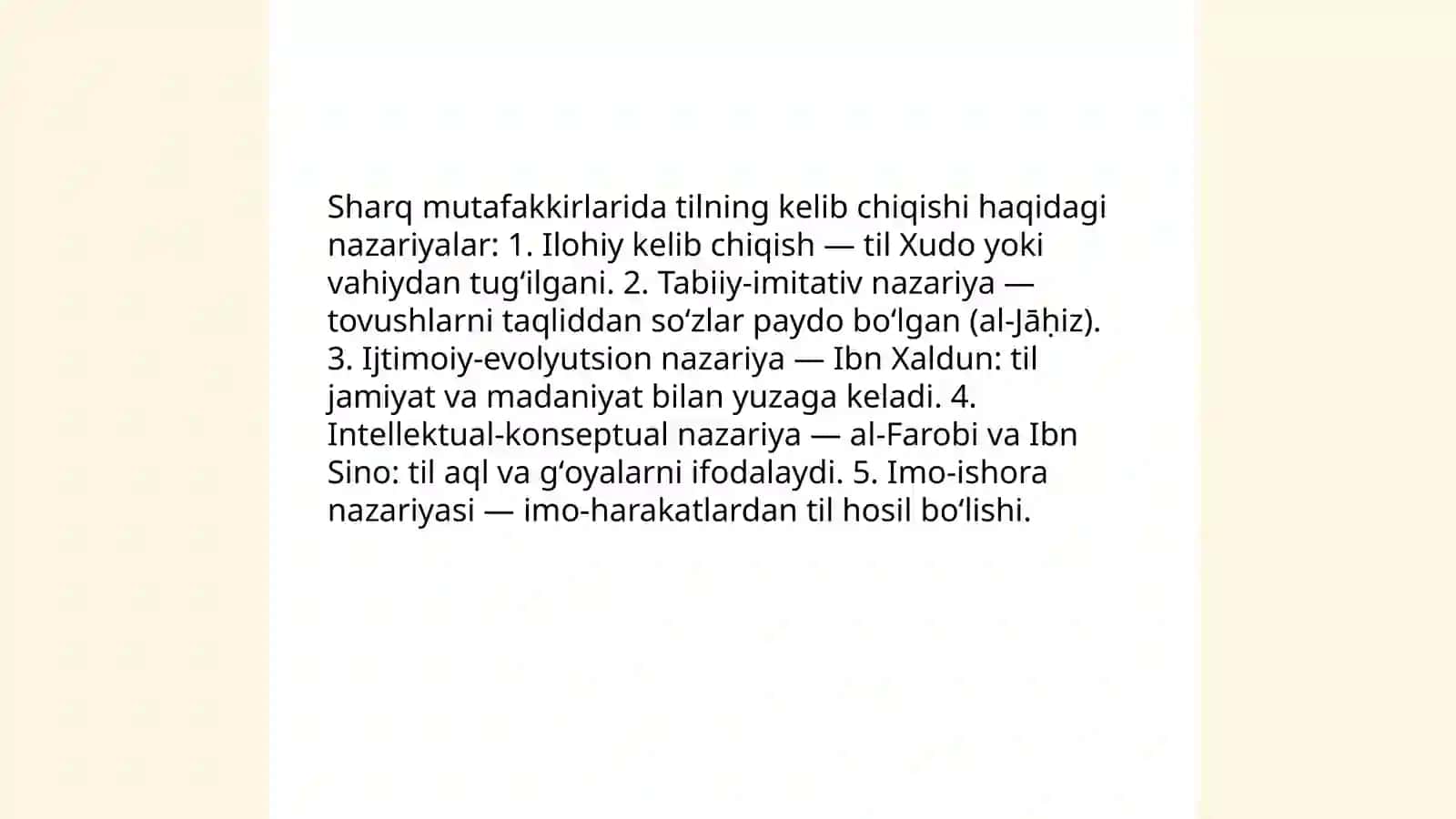 Sharq mutafakkirlarining til shakllanishiga oid qarashlari 3