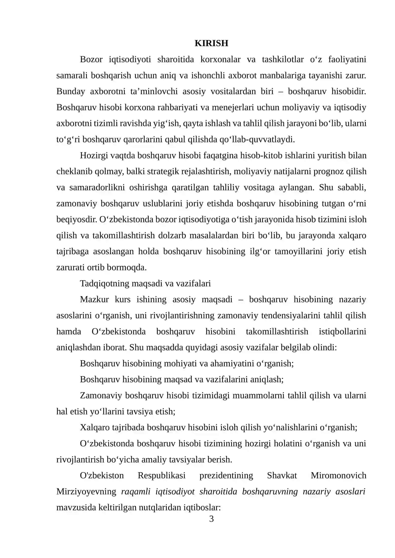 Mavzu: Boshqaruv hisobini isloh qilishning nazariy va amaliy jihatlari 3