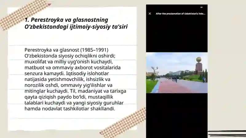 Mustaqillikka erishish arafasida Oʻzbekistondagi ijtimoiy siyosiy jarayonlar 3