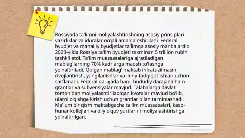 Rossiya ta'limni moliyalashtirish tizimi 3