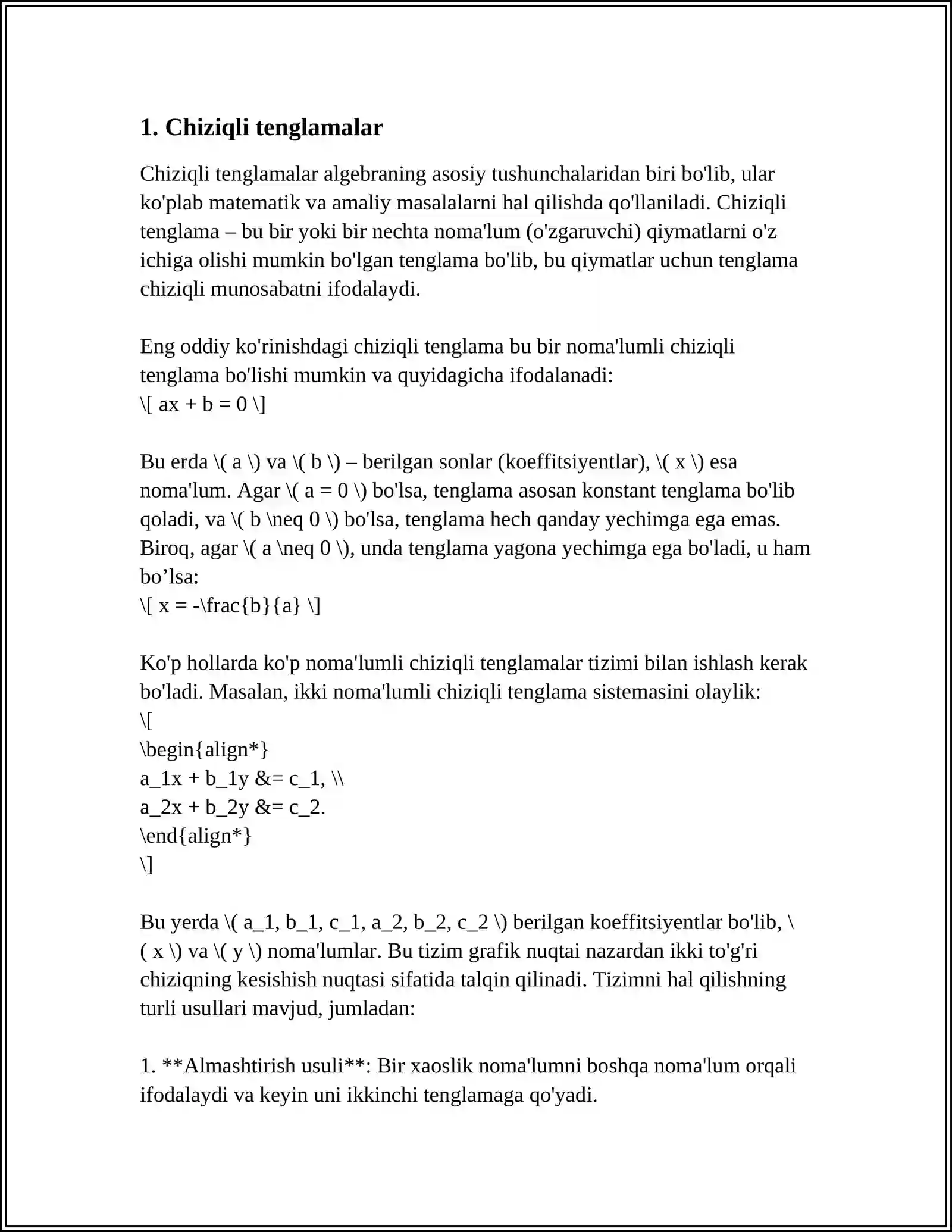CHIZIQLI OPERATORLAR 3