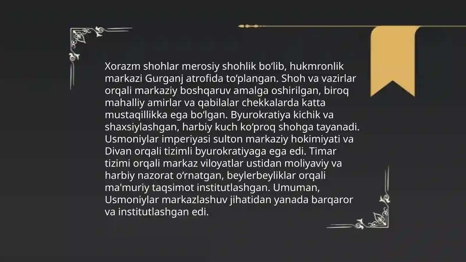 Xorazm shohlar va Usmoniylar imperiyasini taqqoslash 3