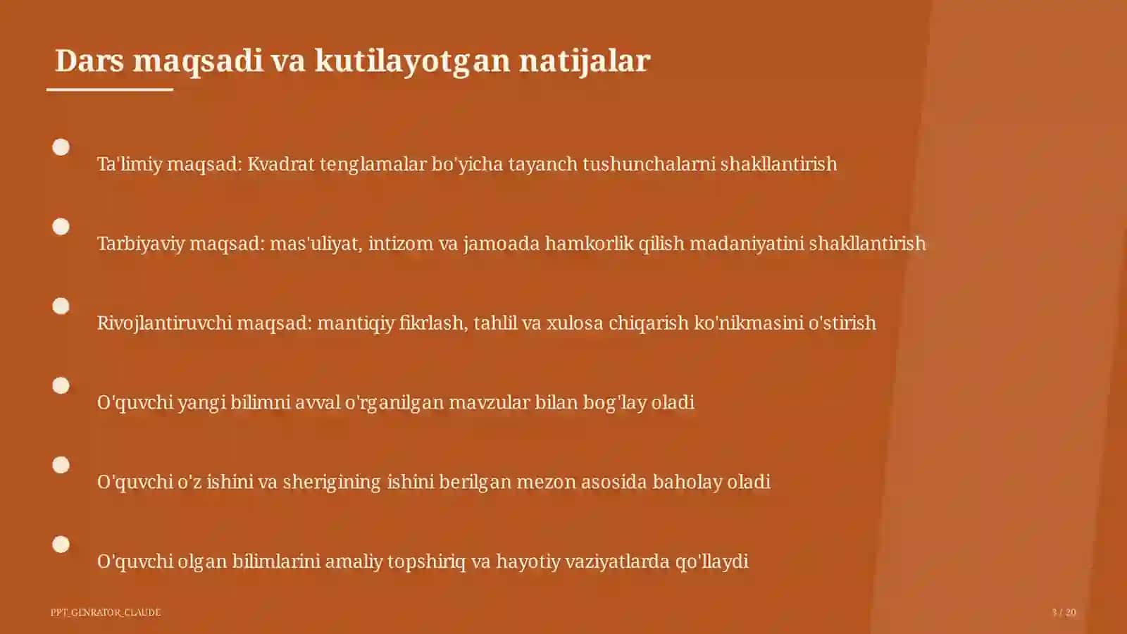 Kvadrat tenglamalar (8-sinf) 3