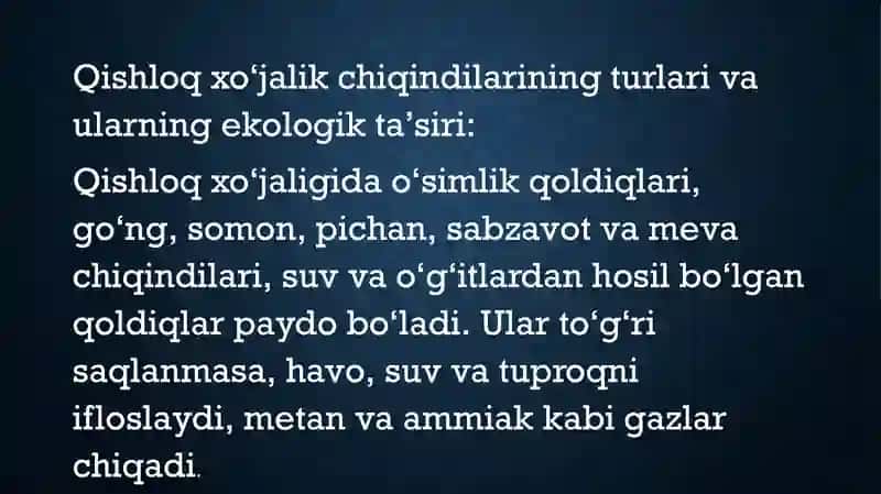 Qishloq xo‘jalik, sanoat va maishiy xizmat chiqindilarini qayta ishlash 3