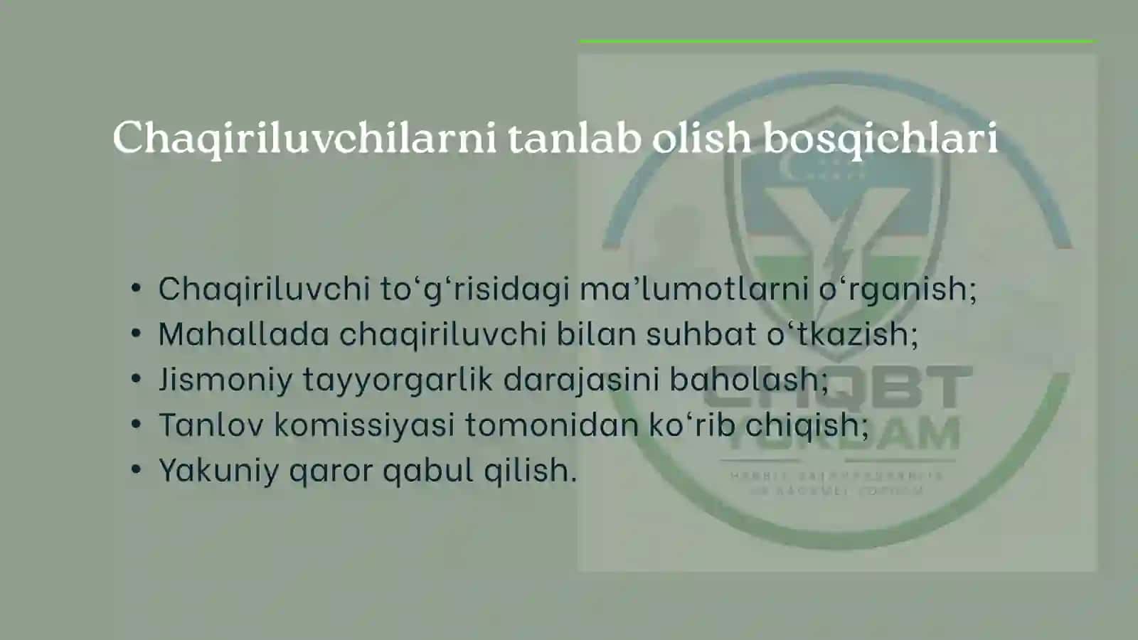 Muddatli harbiy xizmat va SCHR xizmatiga chaqirish tartibi 3