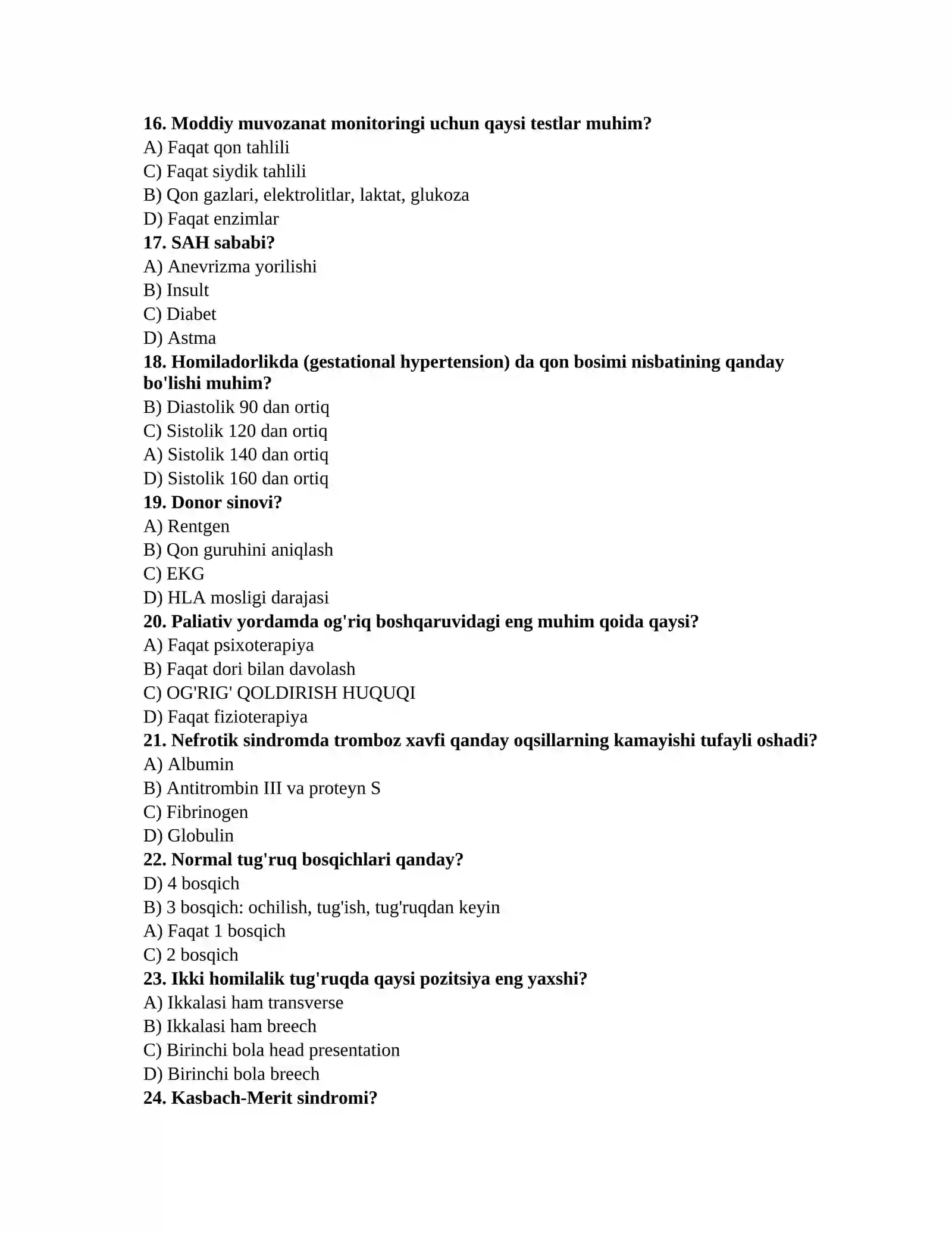 Klinik ordinator savollari 3