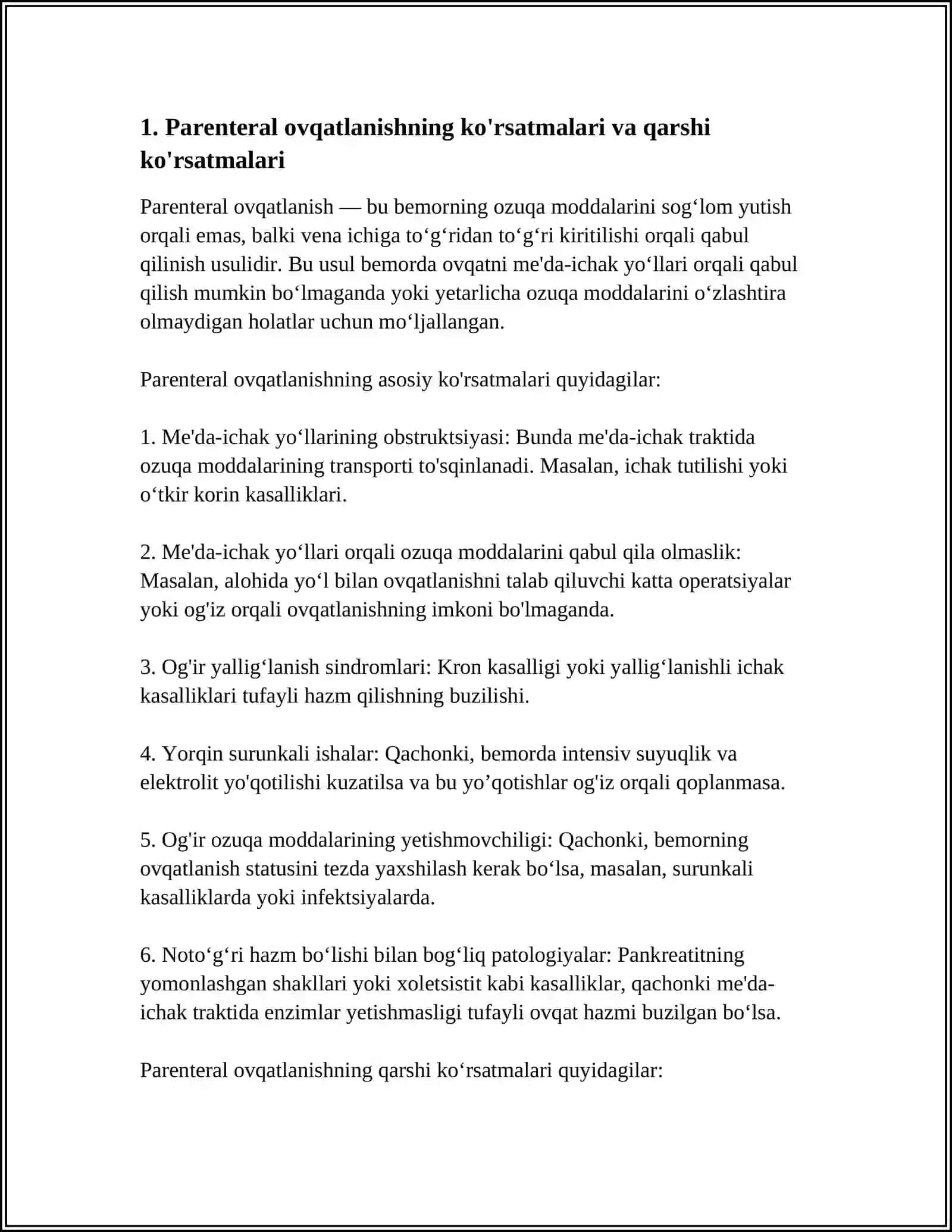 Parenteral ovqatlanish va uning klinik ahamiyati 3