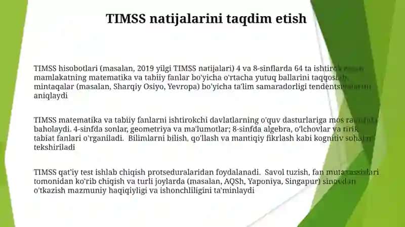 TIMS xalqaro baxolash mazmunini TIMSS tipshiruqni tuzish TIMSS tipshiriqlarni baholash 3