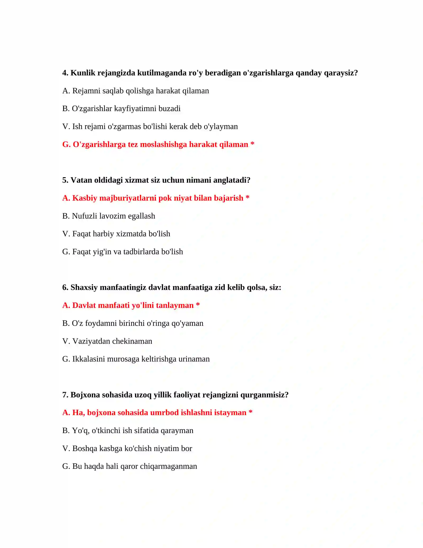 Bojxona mantiqiy test savollari Word 3
