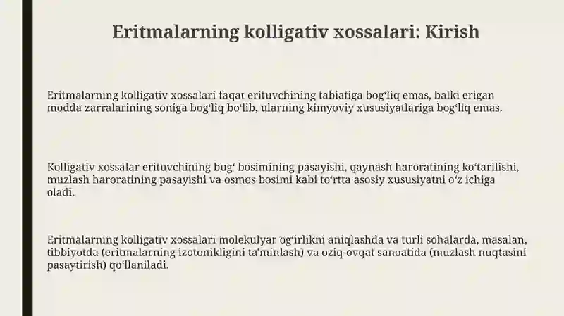 Eritmalarning kollegativ xossalari 3