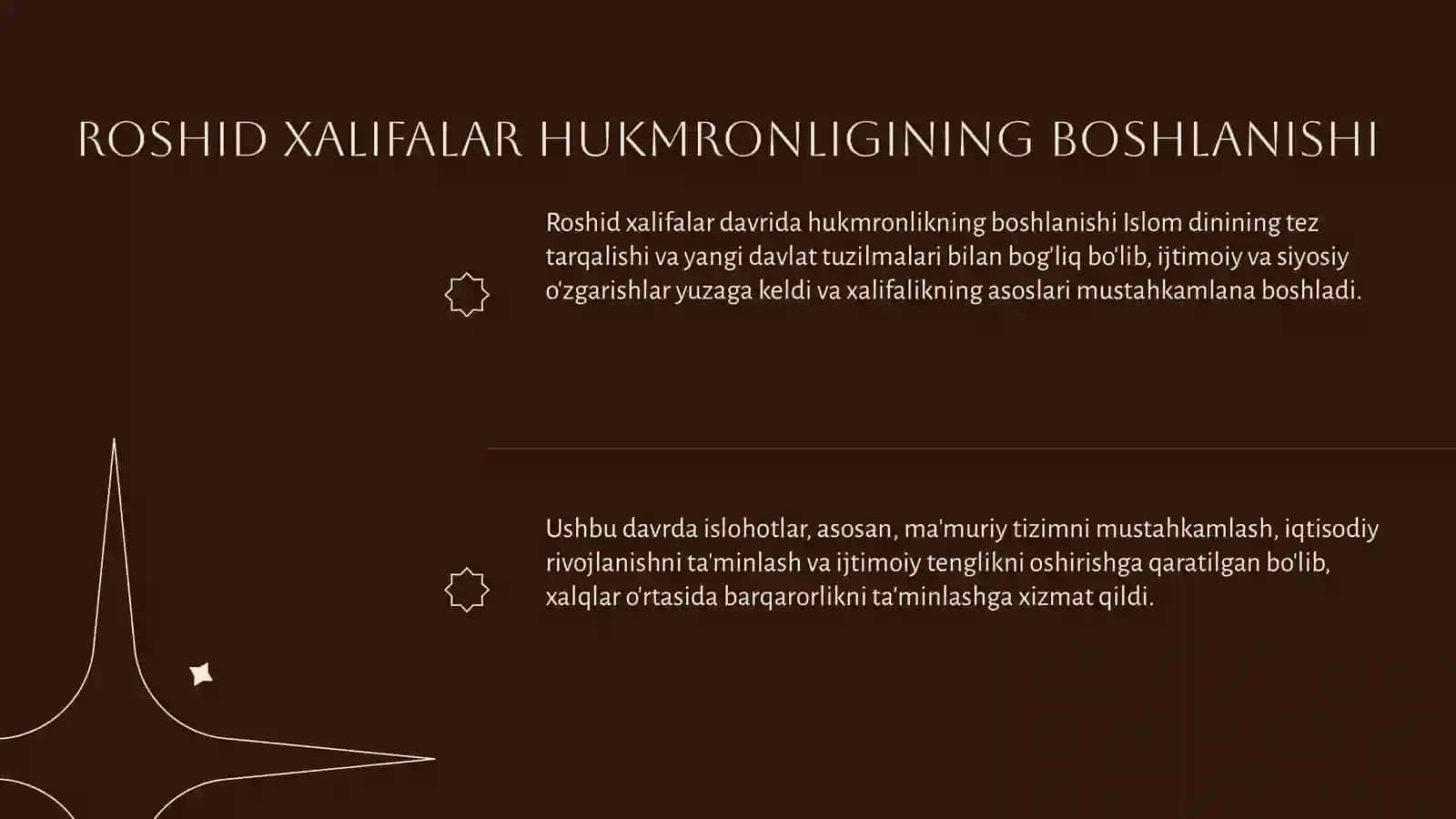 Roshid xalifalar hukmronligi davrida islohotlar 3