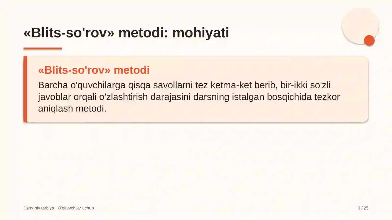 jismoniy tarbiya darslarida blits so'rov metodidan foydalanish 2788 3