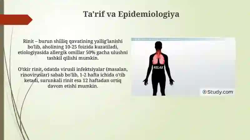 Yugori nafas yo’llari yallig’lanish kasalliklarida (rinit) F. Yo tamoillari 3
