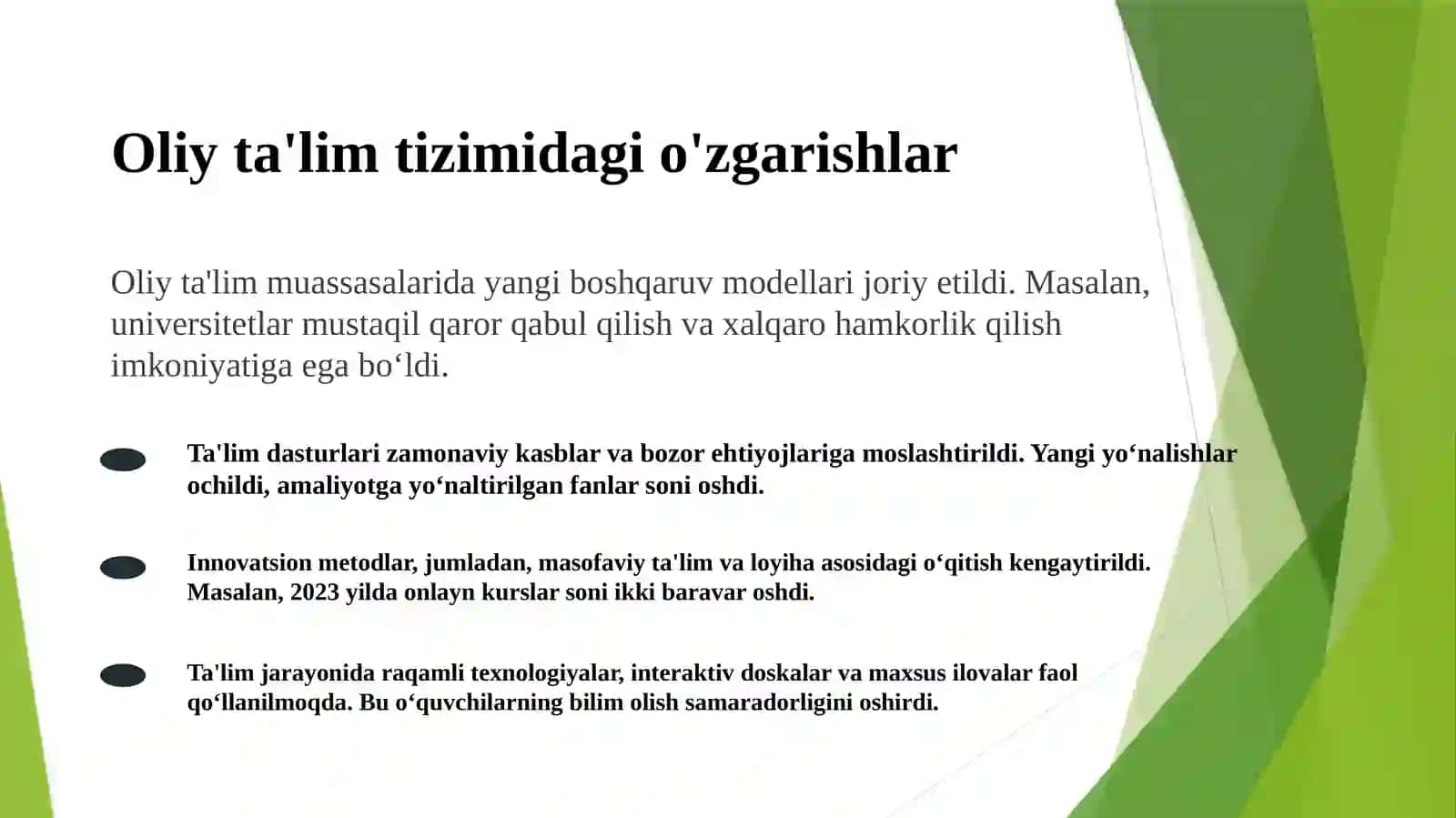 Yangi O'zbekistonda oliy ta'lim va ilm-fan sohasidagi islohatlar 3