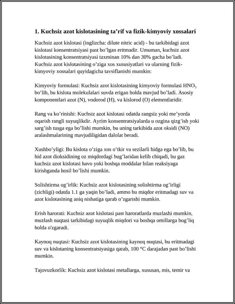 KUCHSIZ AZOT KISLOTASINI OLISH TEXNALOGIYASI 3