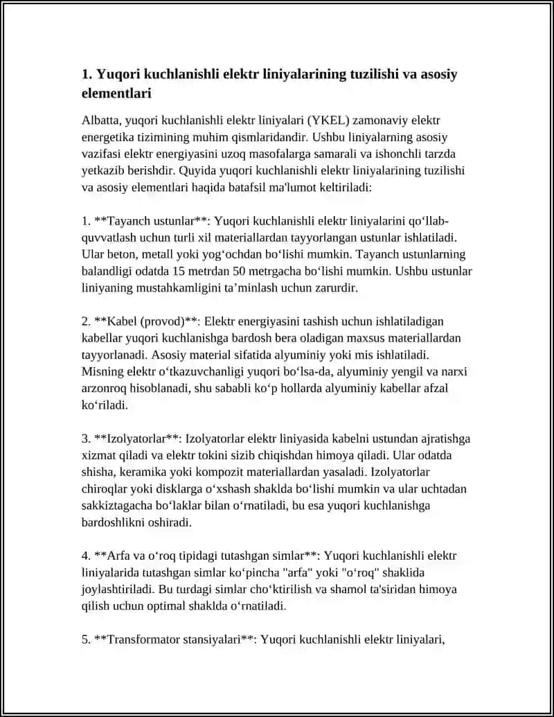 YUQORI KUCHLANISHLI ELEKTR LINIYALARI 3