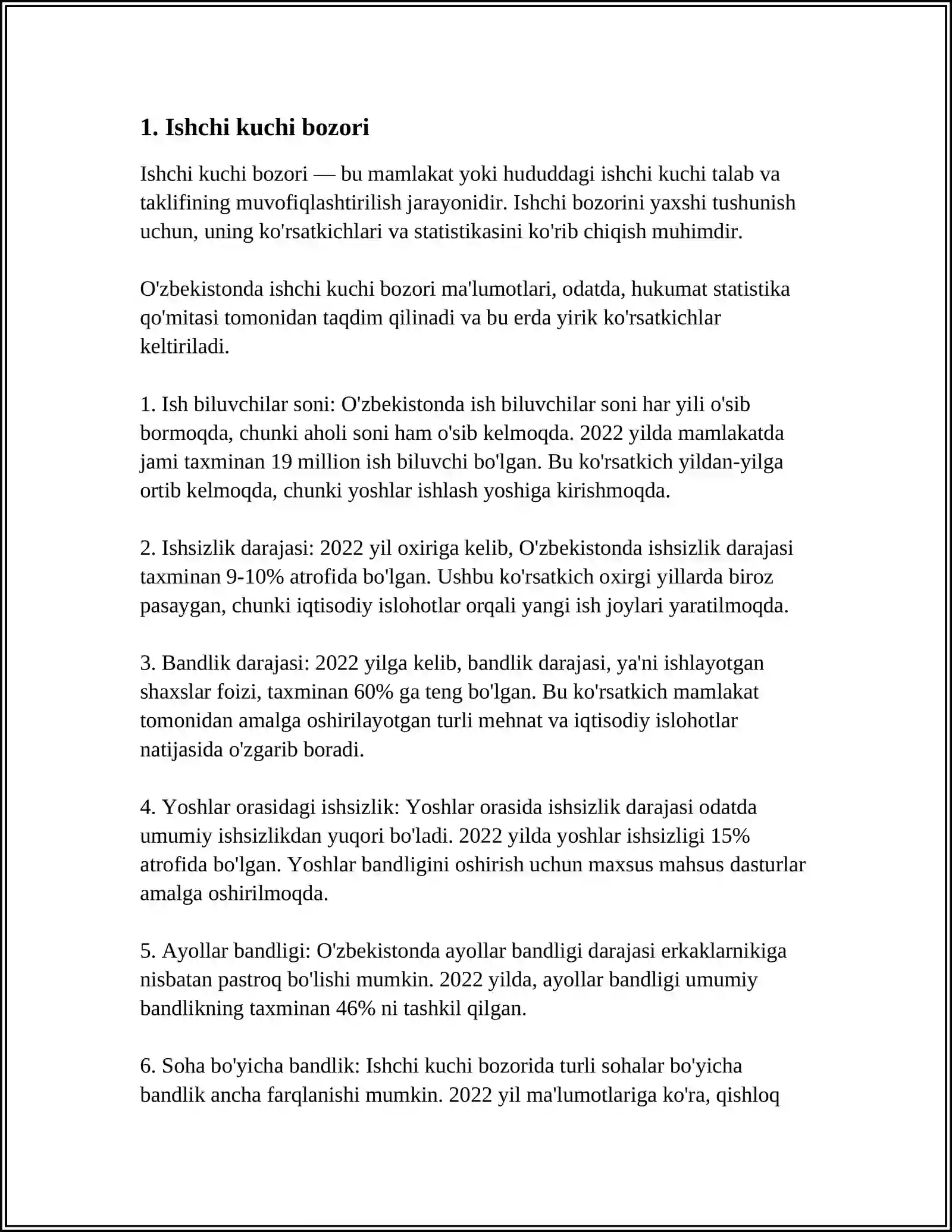ISHCHI KUCHI UNING BANDLIGI VA ISHSIZLIK 3