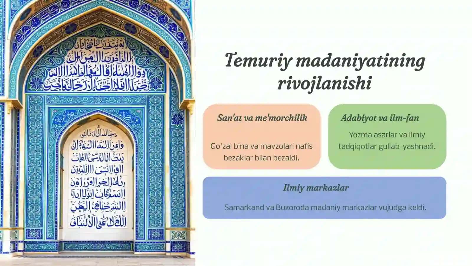 Amir Temur va Temuriylar davri madaniyati 3