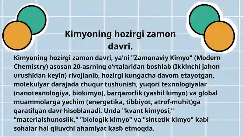 Kimyoning hozirgi zamon davri.Kvany kimyosi 3