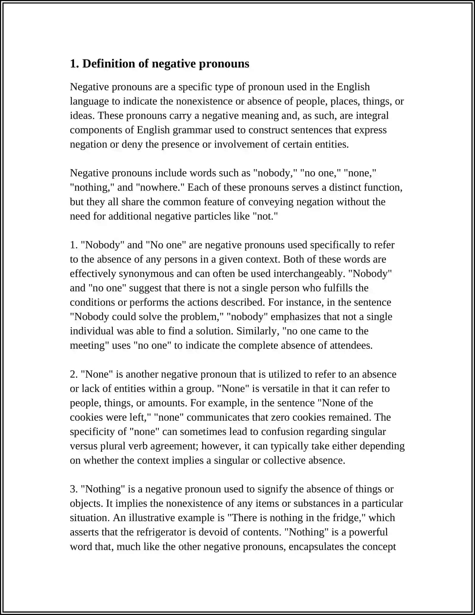 NEGATIVE PRONOUNS 3
