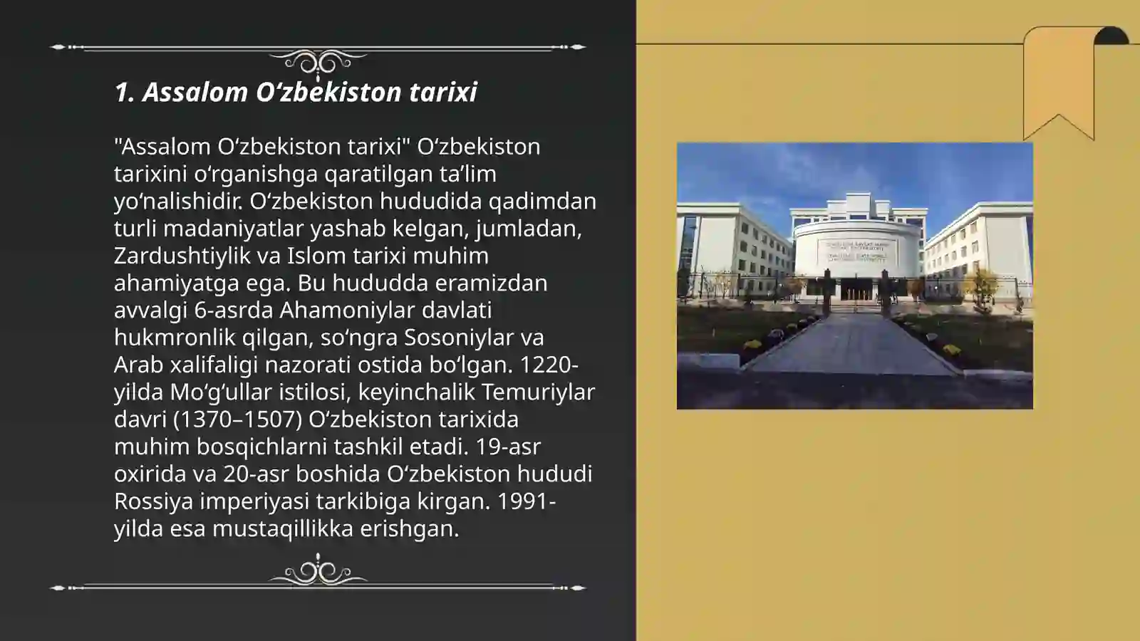 Assalom O‘zbekiston tarixi 3